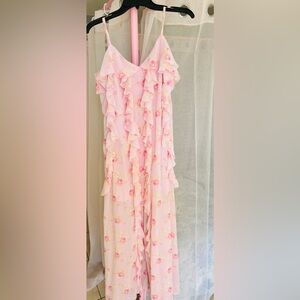 Jessica Simpson Light Pink Floral Dress with Ruffle Detail